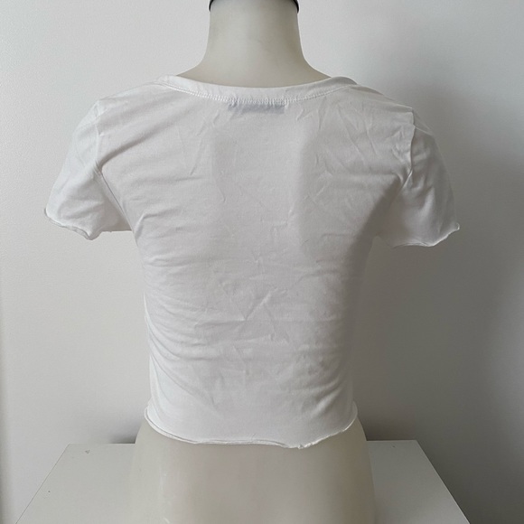 White Ruched Drawstring Crop Top - Picture 2 of 4
